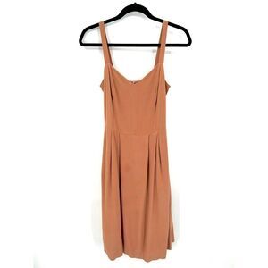 BIRDS OF NORTH AMERICA Plumeleteer Blush Pink Nude Pleated Midi Dress Size 6